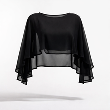 Carica l'immagine nel visualizzatore di Gallery, Coprispalle elegante nero in chiffon leggero Manuela Riva
