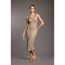 Carica l'immagine nel visualizzatore di Gallery, Abito Iconique Oro in Lurex con Spacco