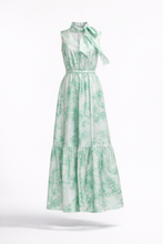 Carica l'immagine nel visualizzatore di Gallery, Abito lungo verde floreale con fiocco al collo | Manuela Riva
