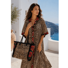 Carica l'immagine nel visualizzatore di Gallery, Borsa Shopper Ayfee Animalier con Rose Rosse