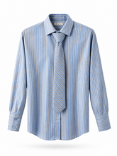 Carica l'immagine nel visualizzatore di Gallery, Camicia Celye a Righe Azzurre con Cravatta Coordinata