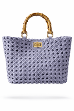 Carica l'immagine nel visualizzatore di Gallery, Borsa Kontessa Intrecciata Lavanda con Manici Bamboo