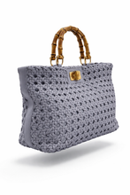 Carica l'immagine nel visualizzatore di Gallery, Borsa Kontessa Intrecciata Lavanda con Manici Bamboo