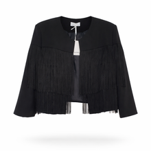 Carica l'immagine nel visualizzatore di Gallery, Giacca Donna Nera con Frange Manuela Riva