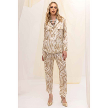 Carica l'immagine nel visualizzatore di Gallery, Pantalone palazzo stampa zebrata beige fluido | Manuela Riva