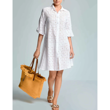 Carica l'immagine nel visualizzatore di Gallery, Abito Camicia Iconique Bianco in Cotone Traforato
