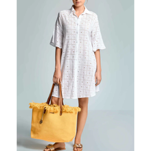 Carica l'immagine nel visualizzatore di Gallery, Abito Camicia Iconique Bianco in Cotone Traforato
