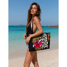 Carica l'immagine nel visualizzatore di Gallery, Borsa Mare Ayfee Floreale Nera con Stampa Tropicale
