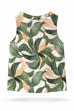 Carica l'immagine nel visualizzatore di Gallery, Top Donna Smanicato Ayfee Fantasia Tropicale Verde con Scollo a V
