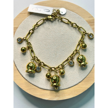Carica l&#39;immagine nel visualizzatore di Gallery, Bracciale 6TU dorato in acciaio con charms sferici e cristalli
