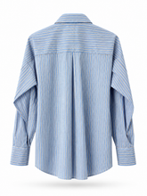 Carica l'immagine nel visualizzatore di Gallery, Camicia Celye a Righe Azzurre con Cravatta Coordinata
