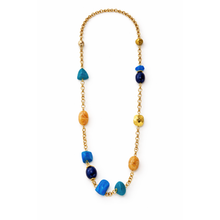 Carica l'immagine nel visualizzatore di Gallery, Collana Dolman Lunga Oro con Pietre Blu
