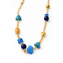Carica l'immagine nel visualizzatore di Gallery, Collana Dolman Lunga Oro con Pietre Blu
