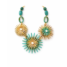 Carica l'immagine nel visualizzatore di Gallery, Collana Dolman Fiori Turchese e Oro
