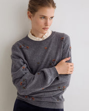Carica l'immagine nel visualizzatore di Gallery, Maglione Donna Yerse Grigio Ricami Floreali
