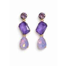 Carica l'immagine nel visualizzatore di Gallery, Orecchini Paviè con Cristalli Pendenti Multicolor e Finitura Oro
