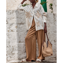 Carica l'immagine nel visualizzatore di Gallery, Pantaloni palazzo Iconique donna marrone chiaro estivi
