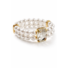 Carica l'immagine nel visualizzatore di Gallery, Bracciale Paviè in Perle Doppio Filo con Pietra Cristallo

