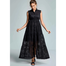 Carica l'immagine nel visualizzatore di Gallery, Vestito Iconique Lungo Nero Traforato Elegante Estivo
